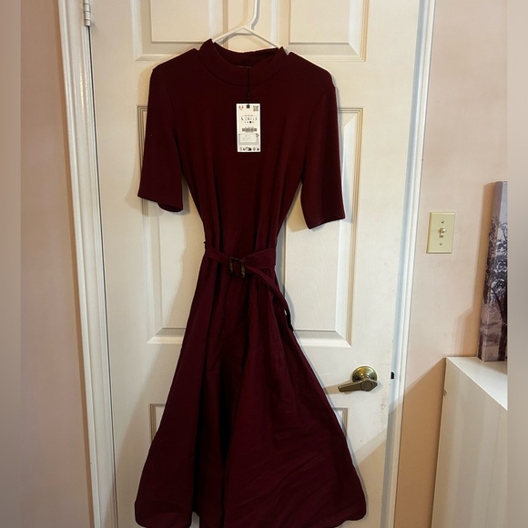 Zara Burgundy Midi Dress (New with Tags) - Picture 2 of 6